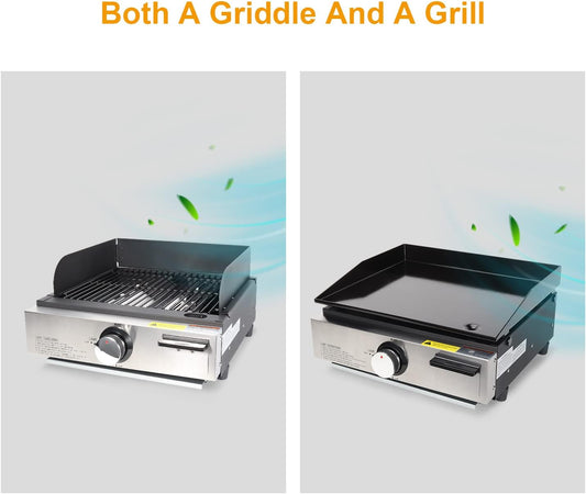 Replace parts Portable 17 Inch Tabletop Griddle, Propane Gas Flat Top Griddle for Camping, Outdoor, RV Picnic, Tailgating, Tabletop, Stainless Steel Griddle for BBQ Grill