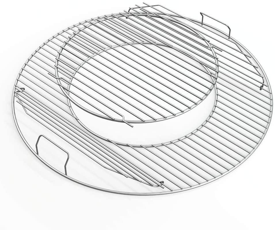 8835 Hinged Cooking Grate for Weber 22.5 Inch One-Touch Silver Bar-B-Kettle Master-Touch Performer and Other 22.5" Charcoal Grill 21.5 Inch Diameter Gourmet BBQ System Grill Grate