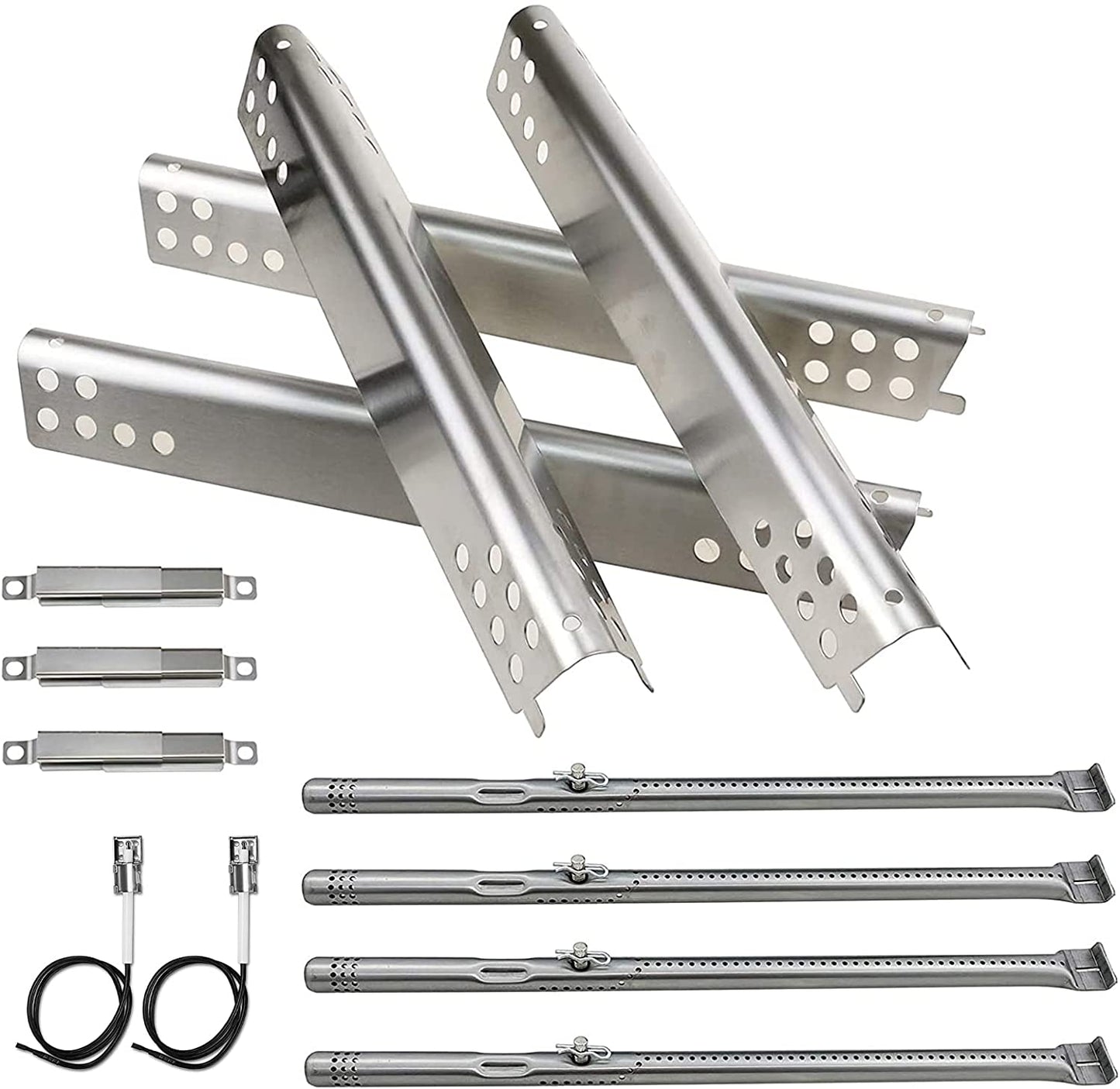 Pipe Burner, Heat Plate and Crossover Tube for Charbroil Advantage Series 4 Burner 463240015, 463240115, 463343015, 463344015 Gas Grills