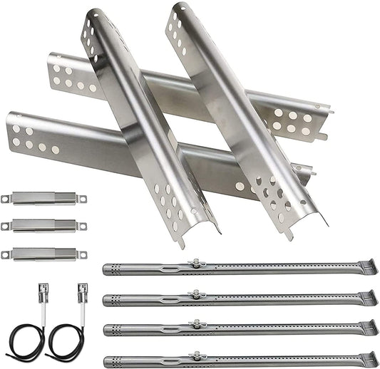 Pipe Burner, Heat Plate and Crossover Tube for Charbroil Advantage Series 4 Burner 463240015, 463240115, 463343015, 463344015 Gas Grills