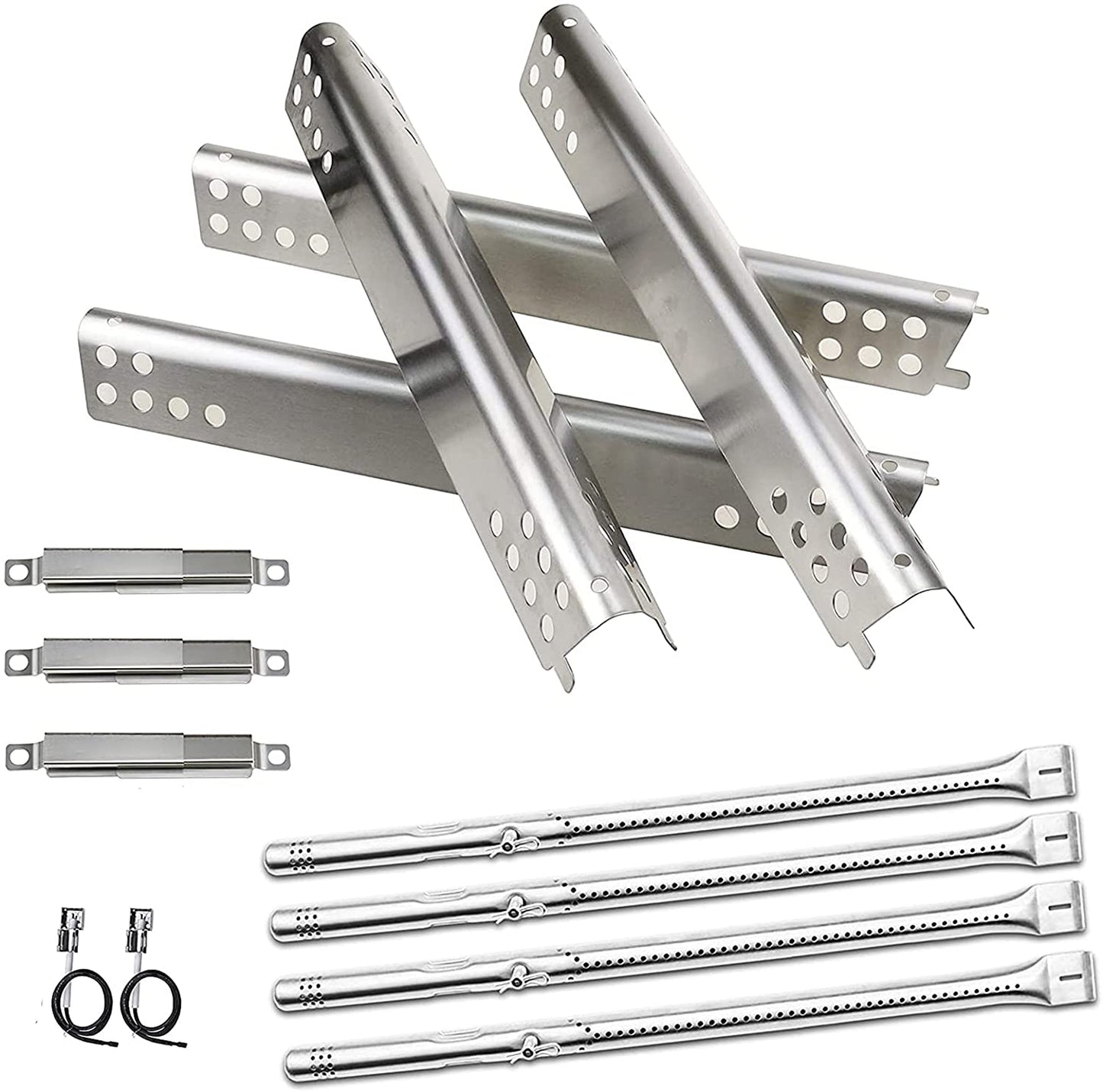 Grill Pipe Burners, Heat Plate and Adjustable Carryover Tube for Charbroil Advantage Series 4 Burner 463344116, 466344116 Gas Grill Models, G361-0003-W1