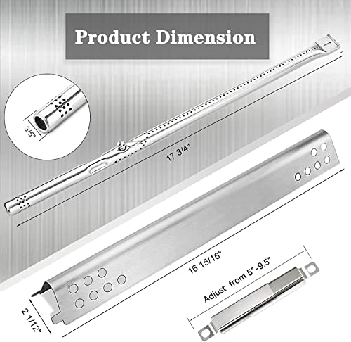 Replacement Parts Kit for Charbroil Performance 5 Burner 463347519, 475 4 Burner 463347017, 463673017, 463376018P2, Heat Plate Tent Shield, Grill Burner Pipe, Adjustable Crossover Tube