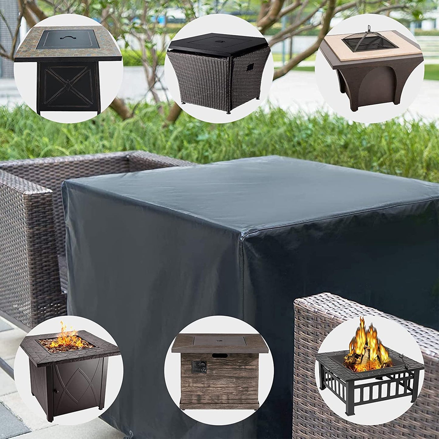 Durable Square Fire Pit Cover, Fits for 28-32 Inch Gas Fire Table