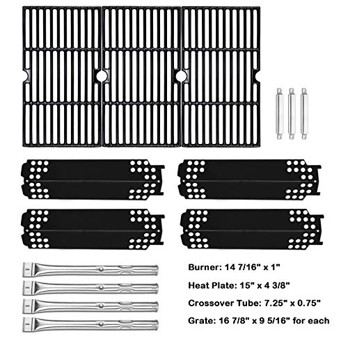 Grill Parts Kit for Charbroil 467300115, 463436215, 463436213, 463436214, G432-001N-W1, G432-Y700-W1, G432-0096-W1, Grill Burner Tube, Heat Plate Tent, Cooking Grate and Crossover Tube