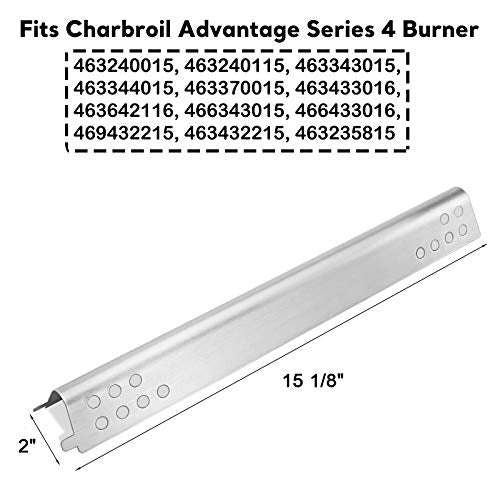 Grill Part Kit for Charbroil Advantage Series 4 Burner 463240015 463240115 463343015 463344015 Gas Grill 3 Burner 463436815 Heat Plate Tent Shield Grill Burner Pipe Adjustable Crossover Tube